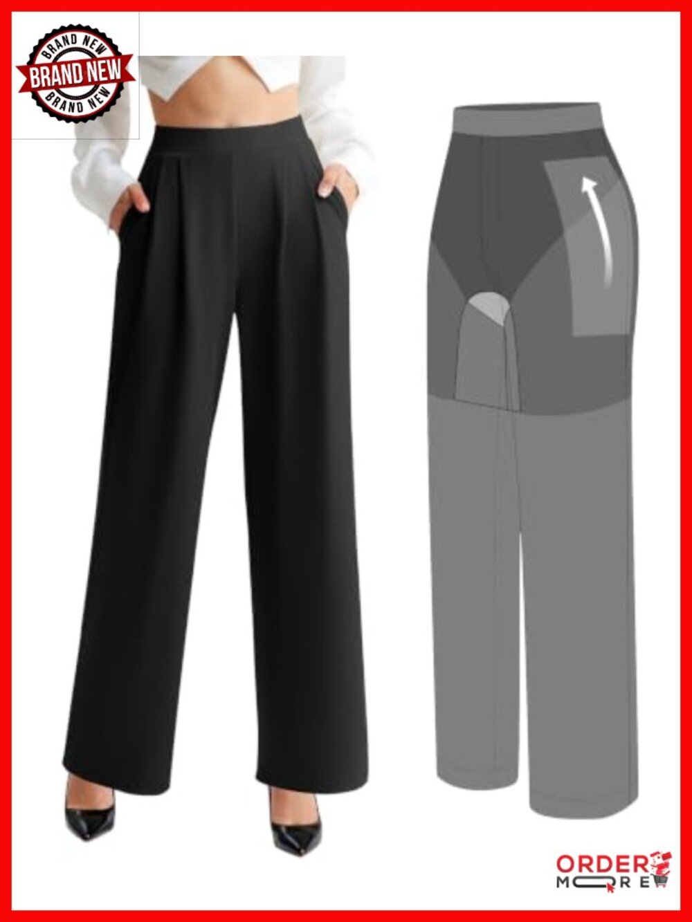 Wide Leg Dress Pants with Tummy Control & Shaping Shorts